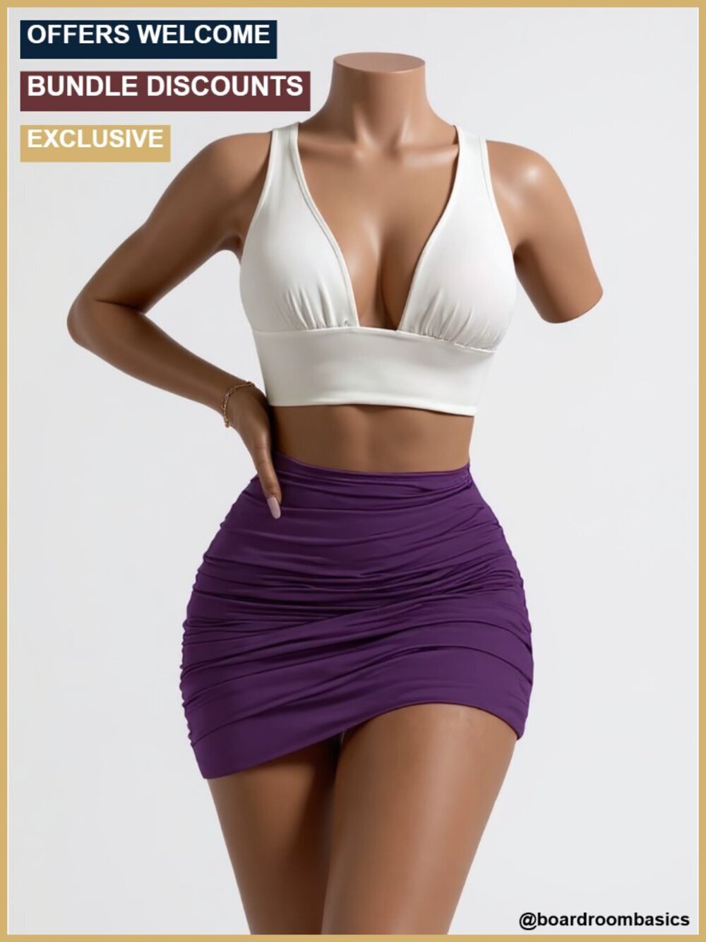 Stretch High Waist Ruched Bodycon Double Layer Casual Mini Skirt